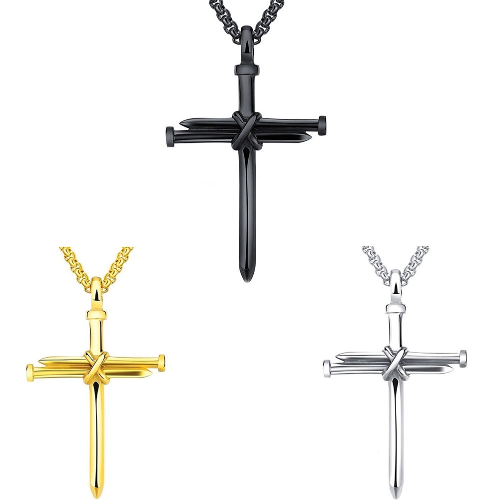 [Jianxin] Fashion Man Women Titanium Steel Cross Pendant Long Chain Necklace Jewelry Gift