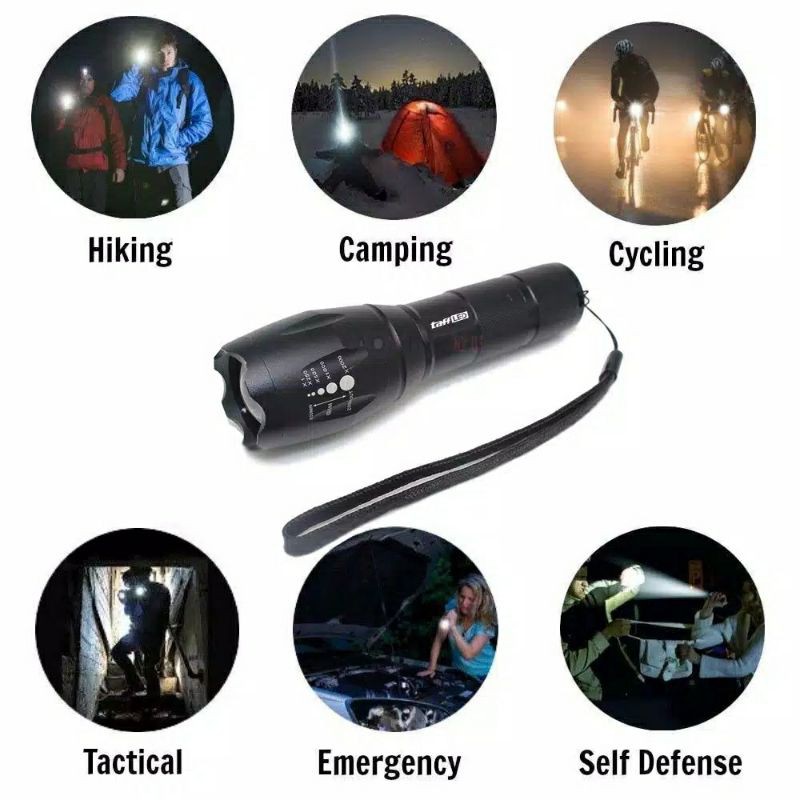 Senter LED Cree E17 XM-L T6 Police SWAT TaffLED by Taffware Lampu Camping