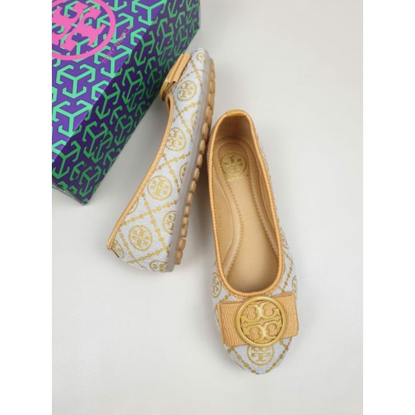 TORY BURCH YC-68-A2 Monogram Logo Ballet Flat