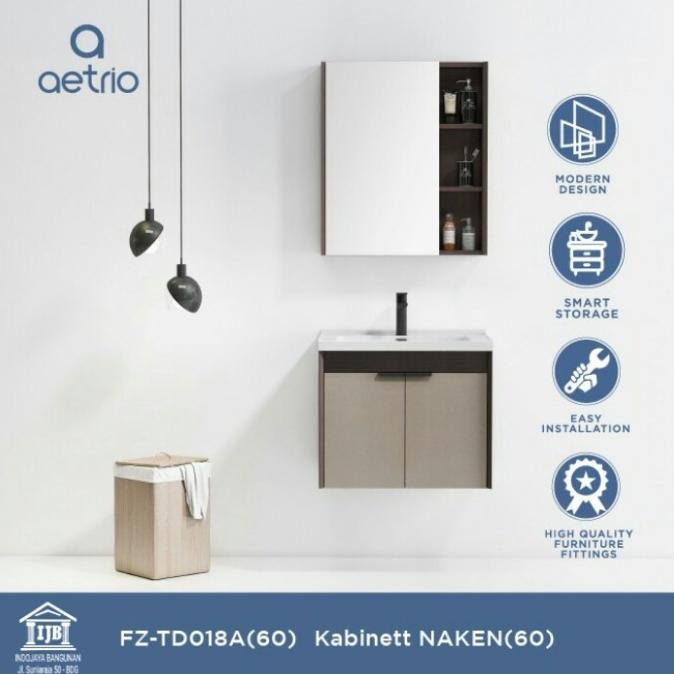 

!!!!!!] Kabinet Wastafel Aetrio Bathroom Cabinet 59 x 47 Cm Coklat