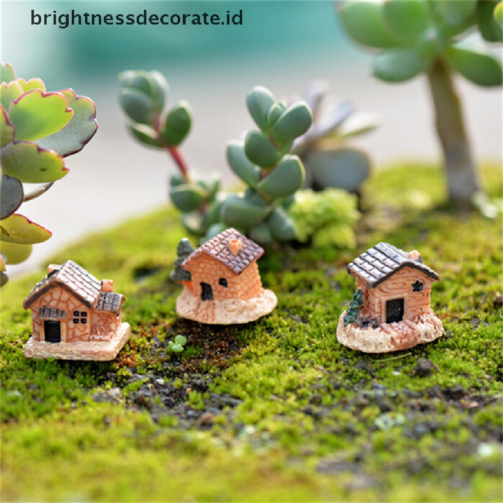 [birth] 3Pcs Micro Landscape Decoration Small Houses Handicraft Gift Garden Ornaments [ID]