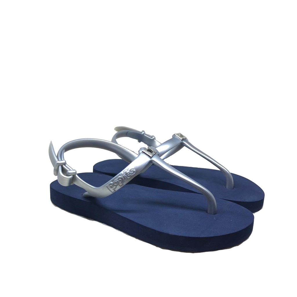 Popits Slingback Kids Navy Silver Sandal Anak Original