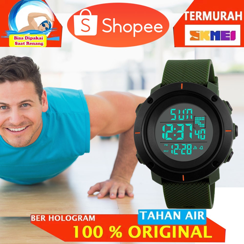 Jaminan Original SKMEI Jam Tangan Digital Pria DG 1213 Hijau