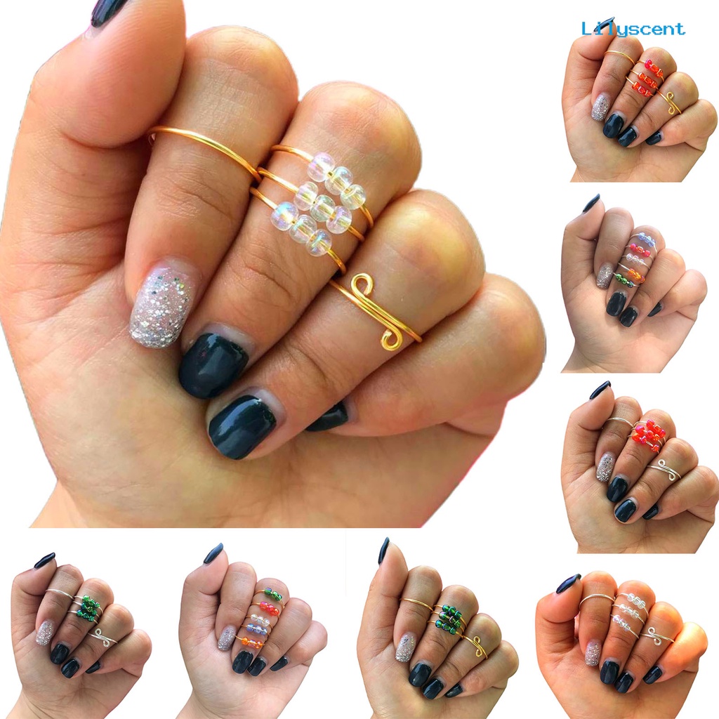 Lc 5Pcs / Set Mainan Fidget Ring Spiral Bahan Tembaga Untuk Penghilang stress