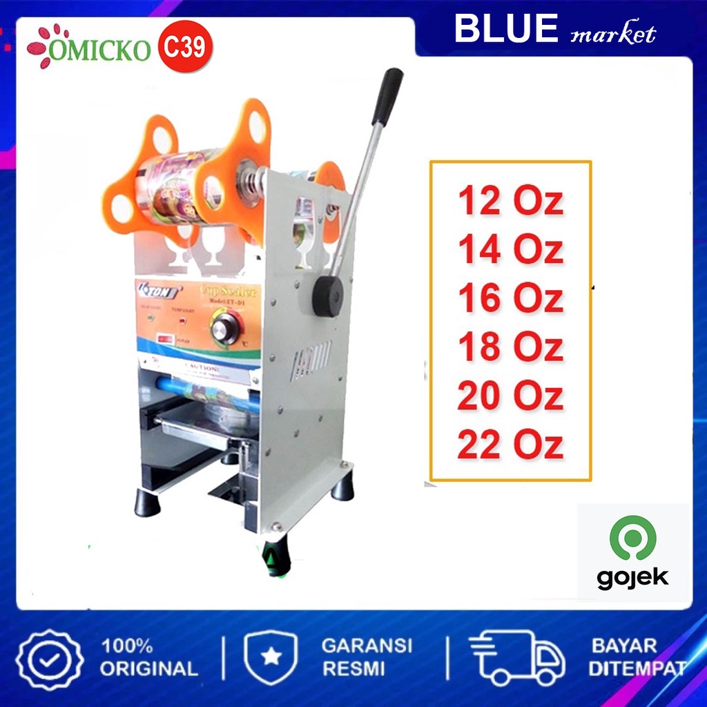 Mesin Cup Sealer Omicko Putih 12 - 22 Oz - Gelas Tinggi Jumbo Plastik Alat Press