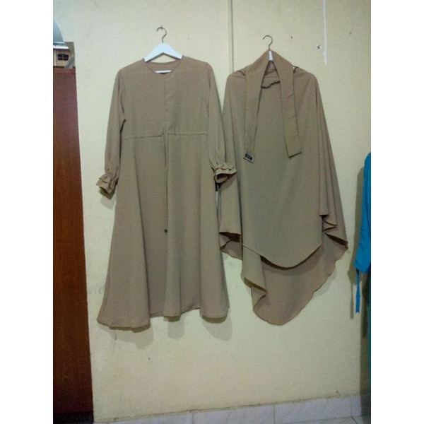 Set Gamis French Khimar Syari Asyifa Wolfis Jetblack