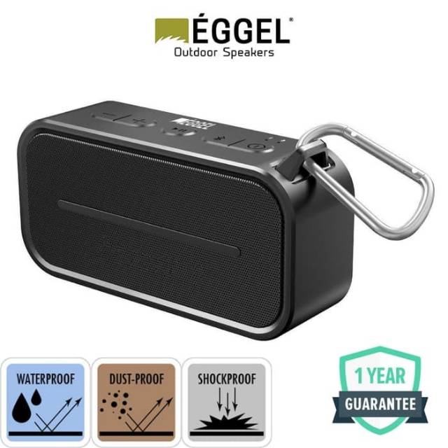 Speaker murah - eggel active waterproof portable - bluetooth speaker - outdoor - full black