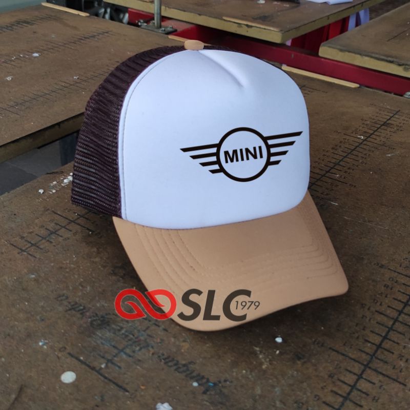 TOPI JARING TRUCKER PREMIUM MINI COOPER CUSTOM LOGO SENDIRI