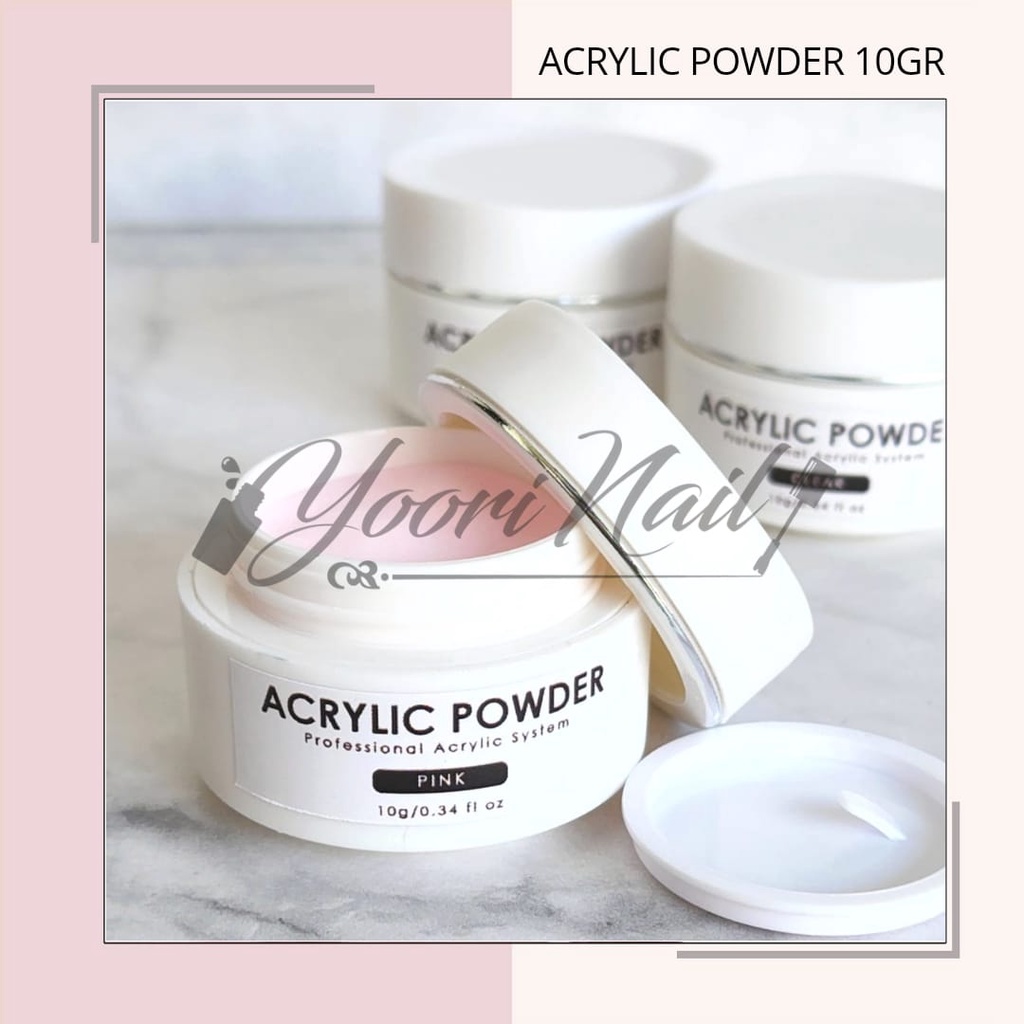 Acrylic powder EZFLOW 10gr acrylic powder white putih pink clear nail art 3D 4D bubuk akrilik