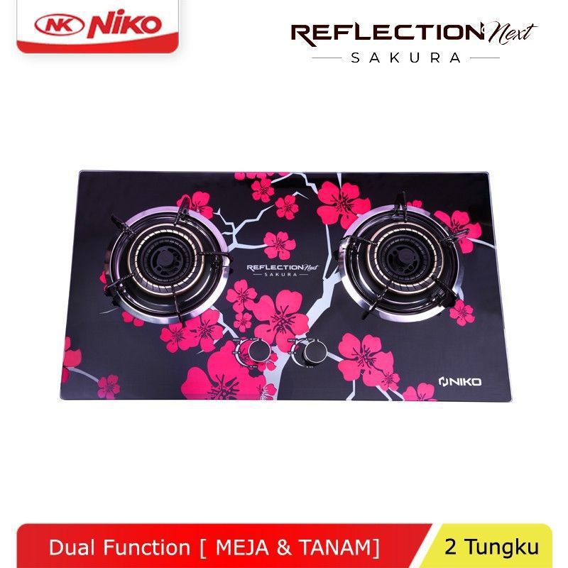 Niko Reflection  SAKURA  ,  Kaca Kompor Gas, Kompor gas 2 Tungku