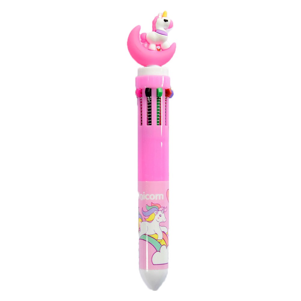 Pulpen 10 Warna Dengan Hiasan Kartun Unicorn Lucu Untuk Sekolah/Kantor