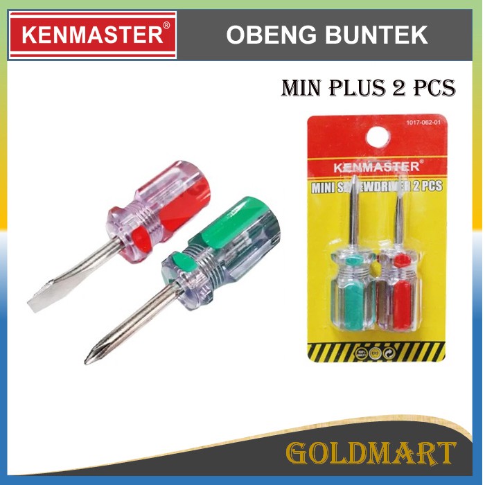 Obeng Buntek 2pcs - Kenmaster Obeng Pendek Min Plus - Obeng Cebol