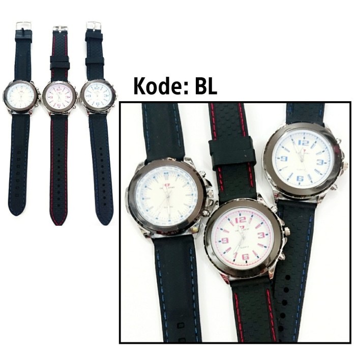 jam tangan cowok kode BL putih hitam analog fashion high quality