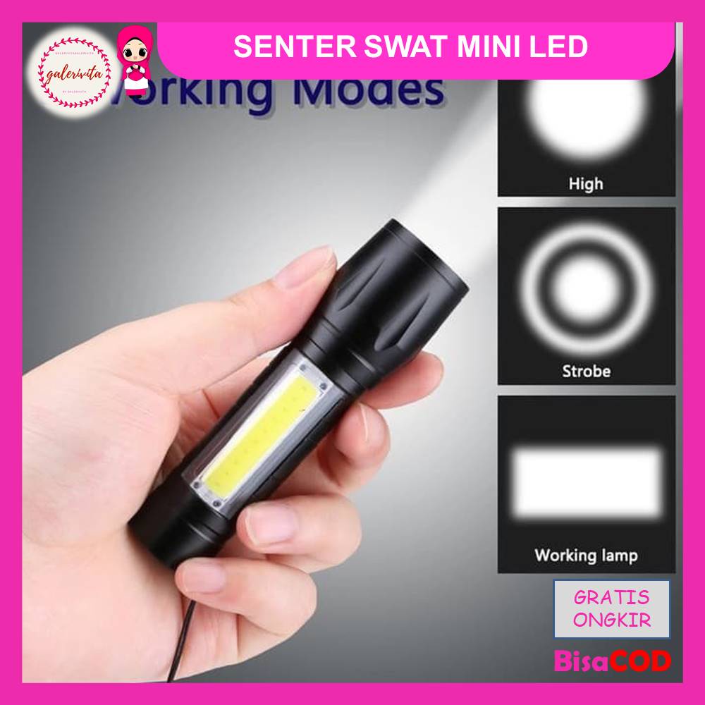 Senter Swat Mini LED Zoom / Senter XPE 511 Super Terang / Lampu Senter Terang