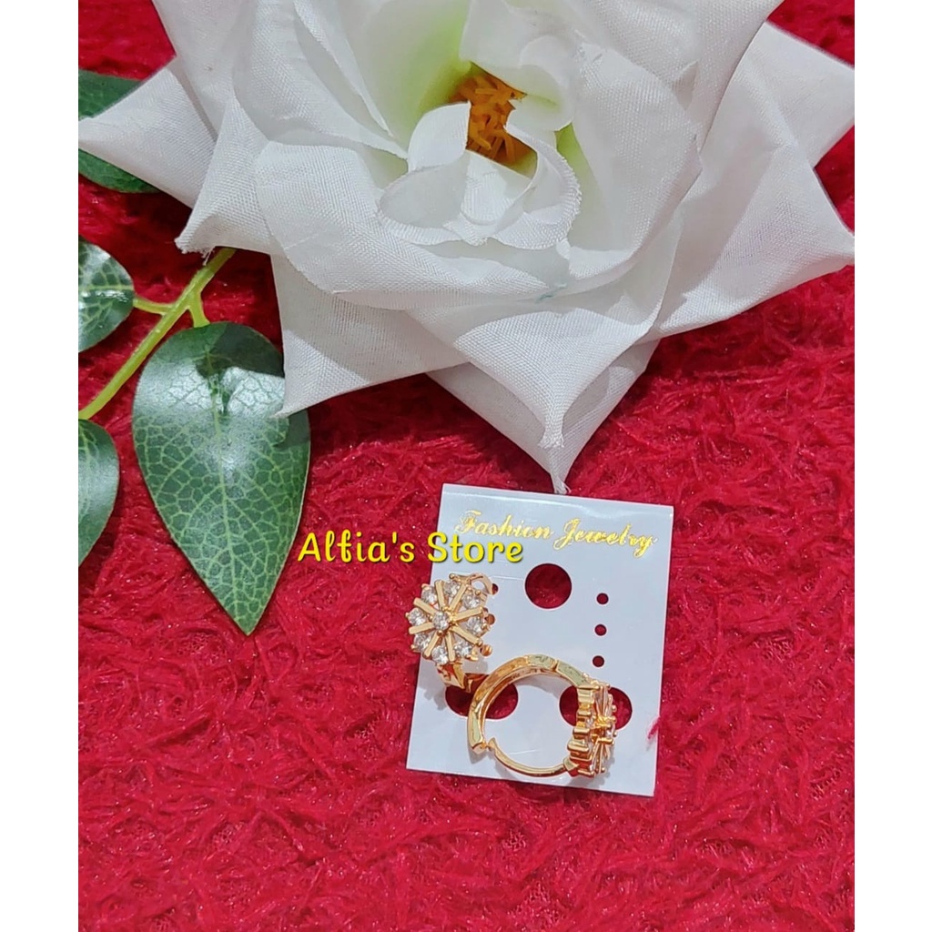 PERHIASAN FASHION ANTING EMAS/GOLD WANITA MODEL GIWANG MATAHARI / ANTING RUMBAI / ANTING PANJANG / A