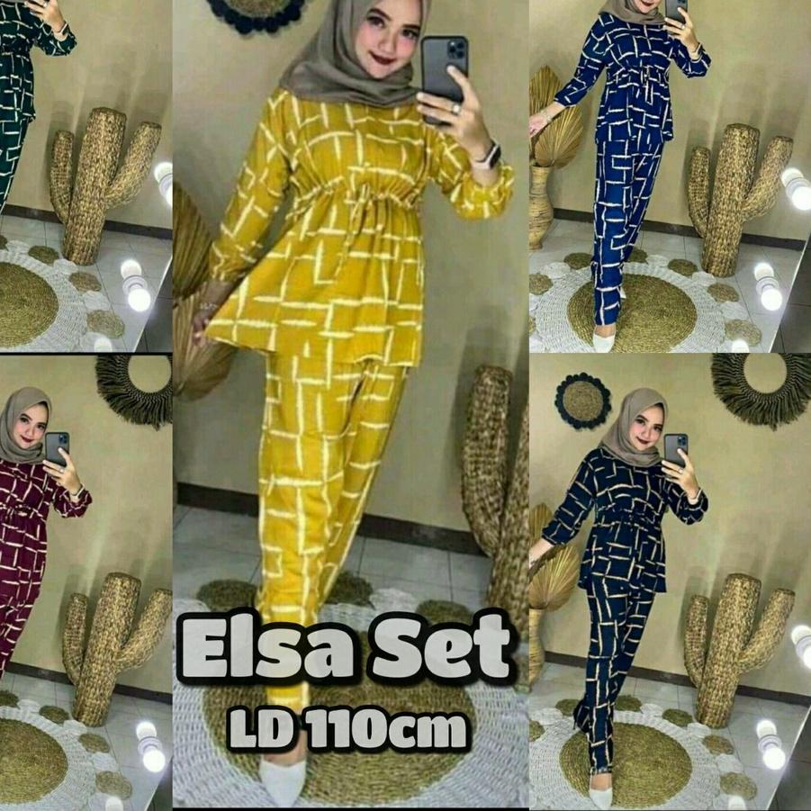 10.10.SALE|R-1275||Daster Arab Elsa One Set || Batwing Waka Waka Jumbo Setelan Celana Kulot Big Size