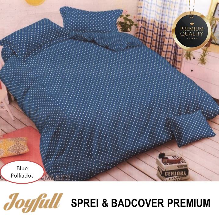 Bedcover Set Polkadot Biru dan Orange Uk 180x200 - Joyfull Premium
