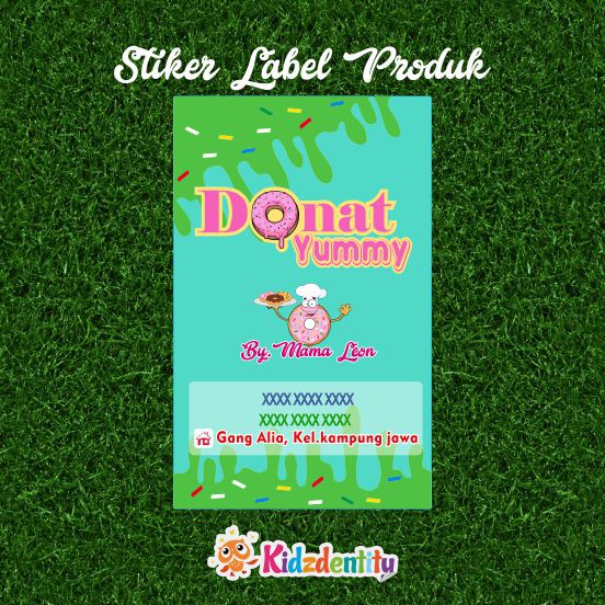 STIKER LABEL PRODUK PERSEGI PANJANG "DONUT"