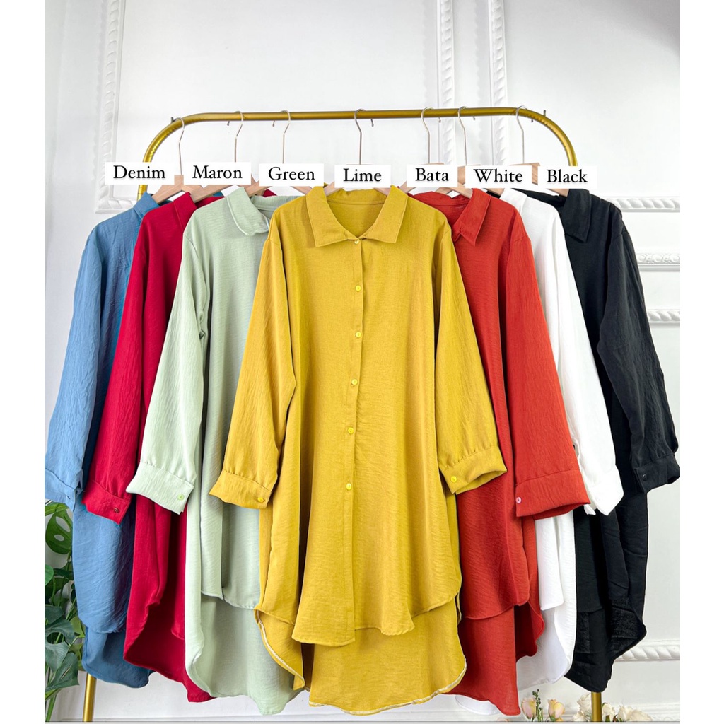 MIRA LONG TUNIK POLOS LONG TUNIK CRINCLE AIRFLOW MIDI DRESS CRINCLE TUNIK POLOS TUNIK CRINCLE DEODOR