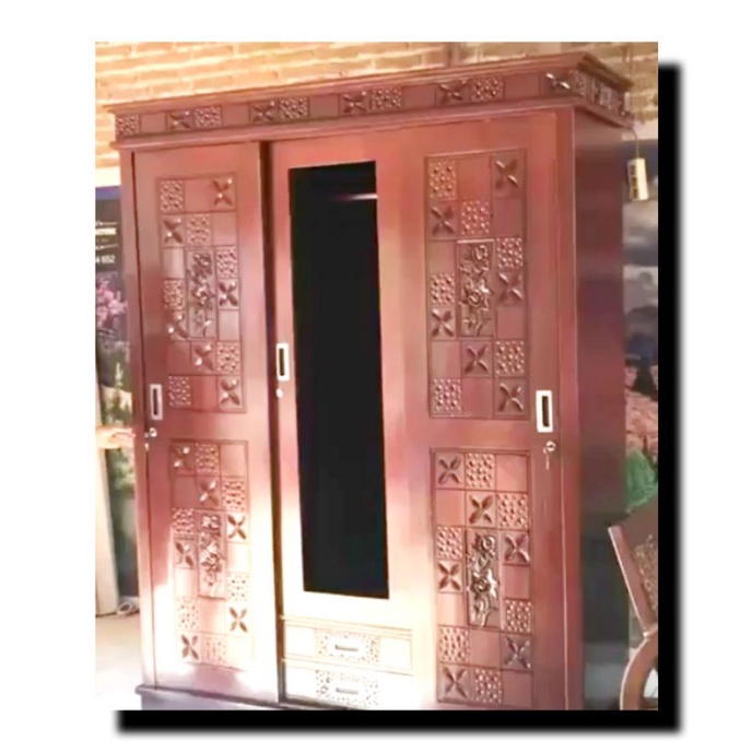 LEMARI PAKAIAN LEMARI PINTU 3 LEMARI PINTU SLEDING LEMARI KAYU JATI ASLI UKIRAN JEPARA