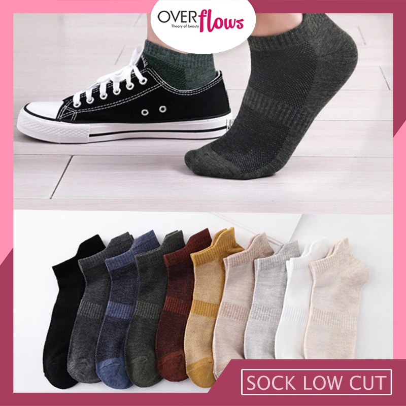 OVERFLOWS.ID Kaos Kaki Cowok Low Cut Import Socks Wanita Breathable Dengan Lubang Angin