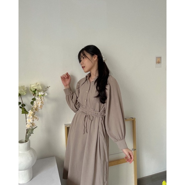 KANON - Heidy Multi-Way Shirt Dress - Dress kemeja midi desain unik korean look