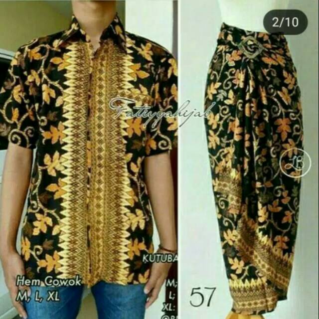 COUPLE KEBAYA SET ROK LILIT BUNGA GOLD HEM/BAJU COUPLE/BATIK/KEBAYA