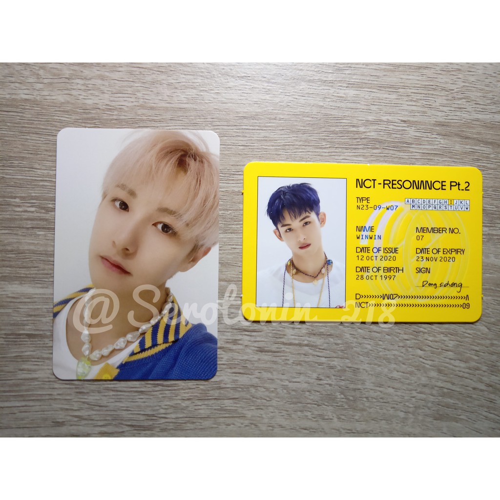 Photocard Id Card NCT 2020 Resonance Pt.2 Depature Renjun pc Winwin idcard