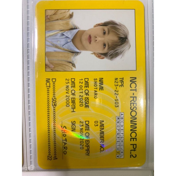ID CARD NCT (Jaehyun, Shotaro, Yangyang, Xiaojun, Yuta, Hendery)