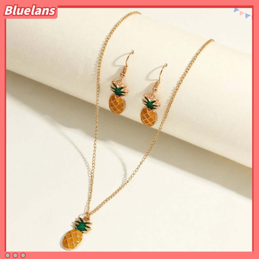 2pcs / Set Kalung Anting Kait Liontin Nanas Bahan Alloy Untuk Aksesoris Perhiasan