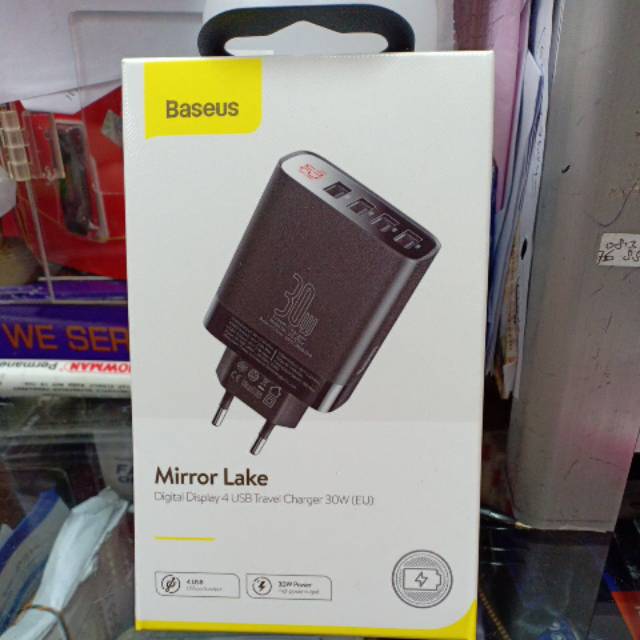 BASEUS Mirror Lake Digital Display 4 USB Output Ports 30W Quick Charger