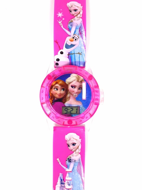 Jam Tangan Anak Melody Laser Proyektor Digital Frozen