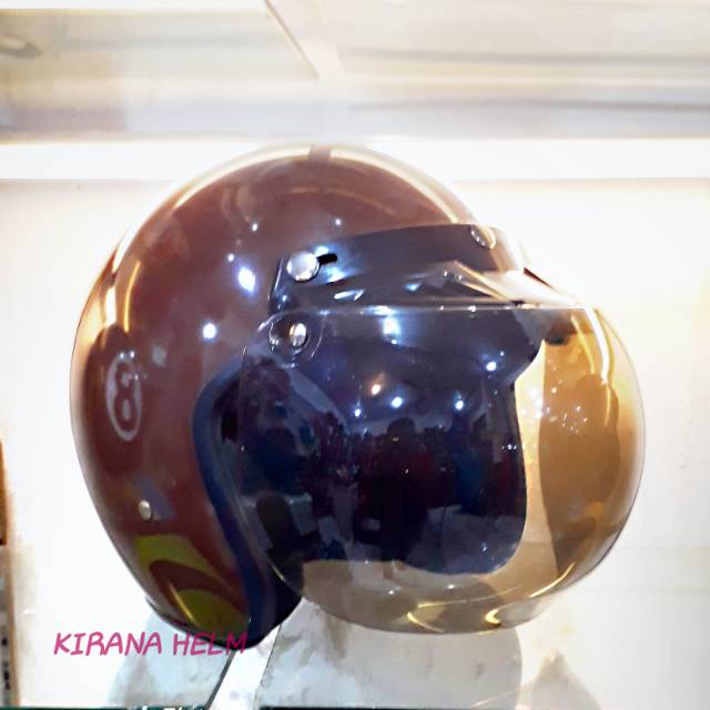 Helm Bogo Retro Klasik Polos Warna Coklat