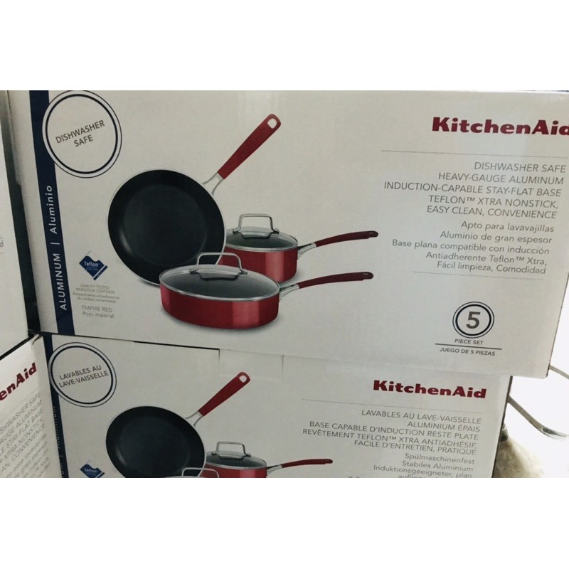 Kitchenaid Aluminum 5 Pcs Non Stick Cookware KC2AS05BER Empire Red Panci Masak Set