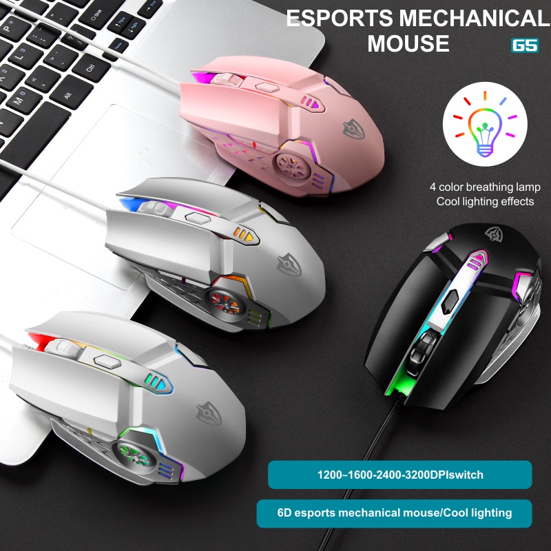 Mouse Gaming Colorful Backlight Adjustable 3200DPI LED Optical USB Wired Gaming Mouse 7 Buttons PC ergonomic For Gaming Laptop / PC