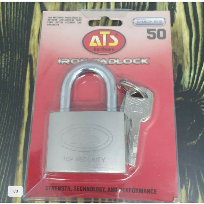 Promo Gembok Ats Ukuran 50mm Leher Pendek + 4 Bh Mata Kunci LnmBaAASL0ZdQa
