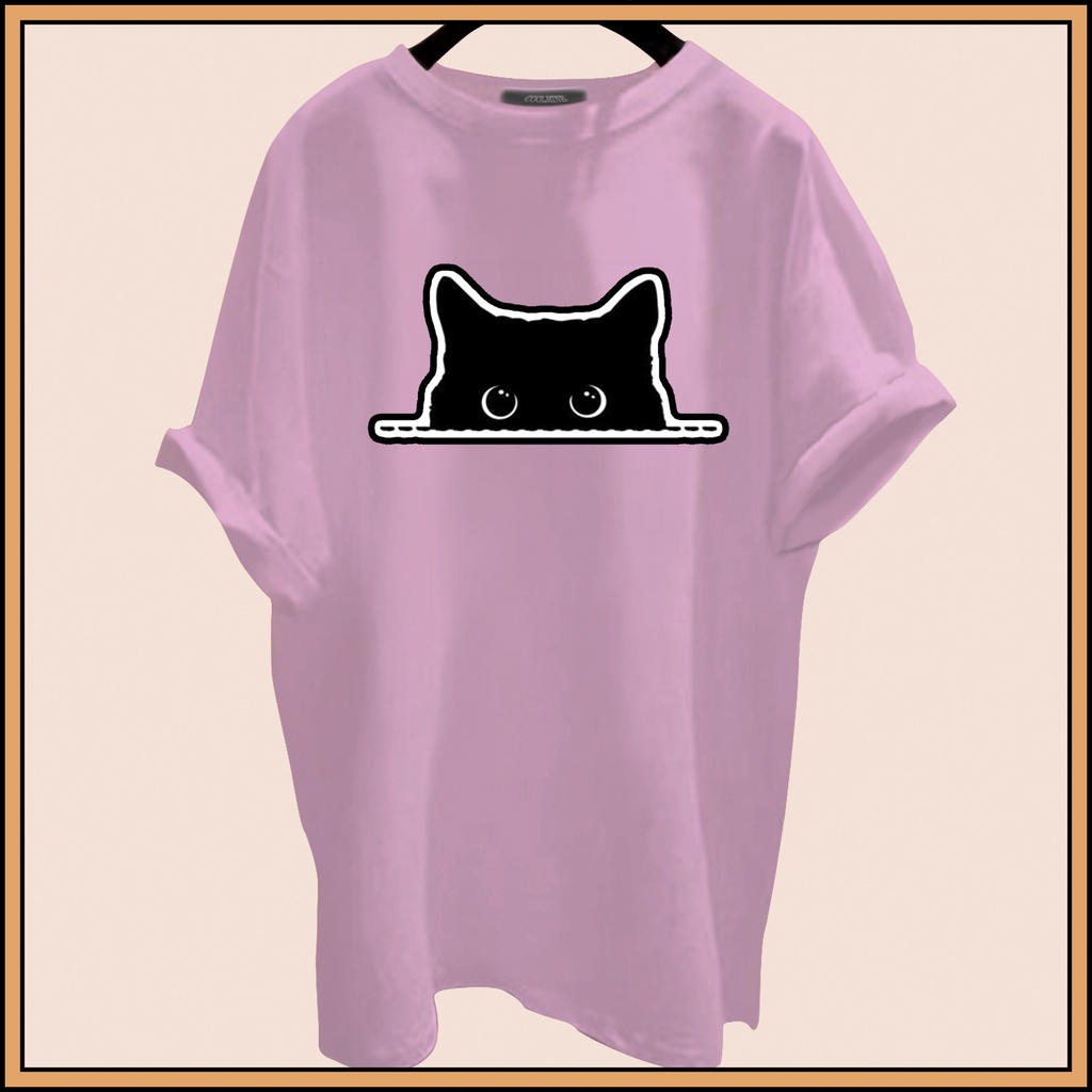 CALVIERO SHOP - BAJU KAOS ATASAN WANITA CAT BLACK PRINT