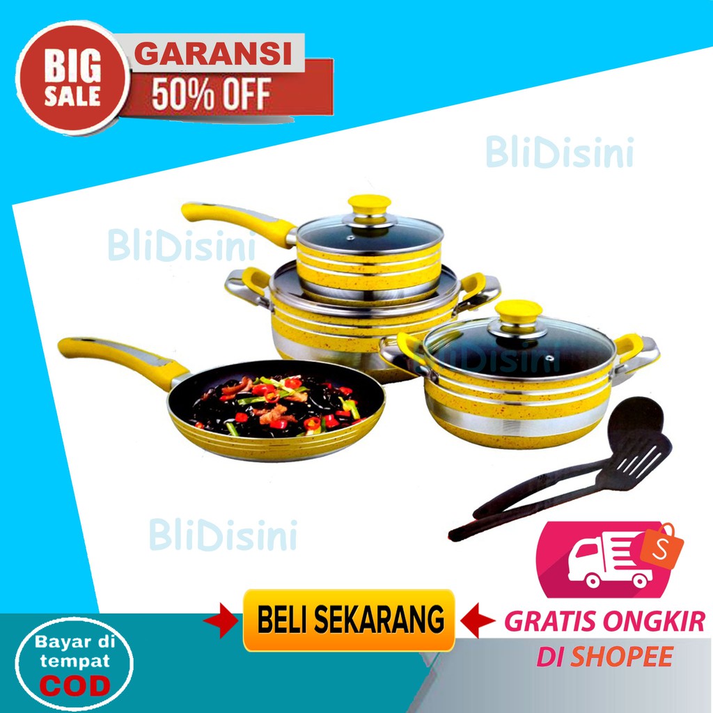 Panci Set 9 Pcs Powercook Marble Anti Lengket