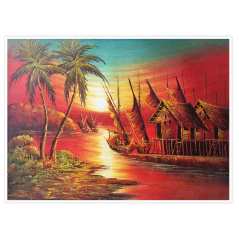 Lukisan Pantai Senja 60 X 80 Cm Shopee Indonesia