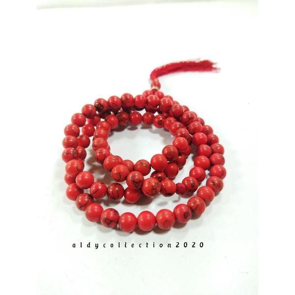 Paket Hemat Tasbih Pirus Merah Dan Gelang Pirus Merah Asli Top Quality