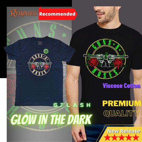 Kaos Guns N Roses Musik Rhymes Glow Baju Distro Pria Cowok Big Jumbo