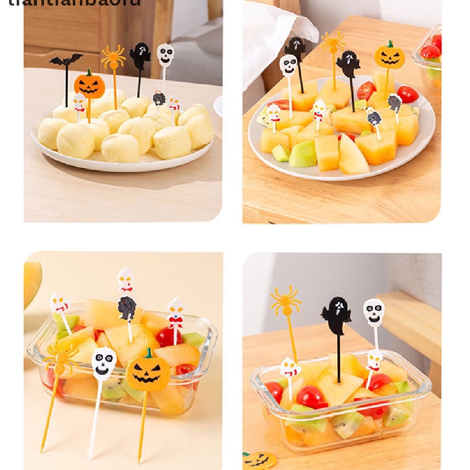 10 / 6 Pcs Garpu Buah / Kue Kecil Bahan Plastik Motif Kartun