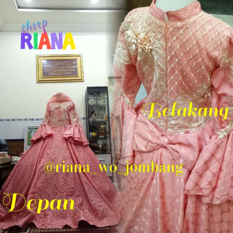 Gaun pengantin / Gaun Princes / baju manten / kain organsa / tile bunga