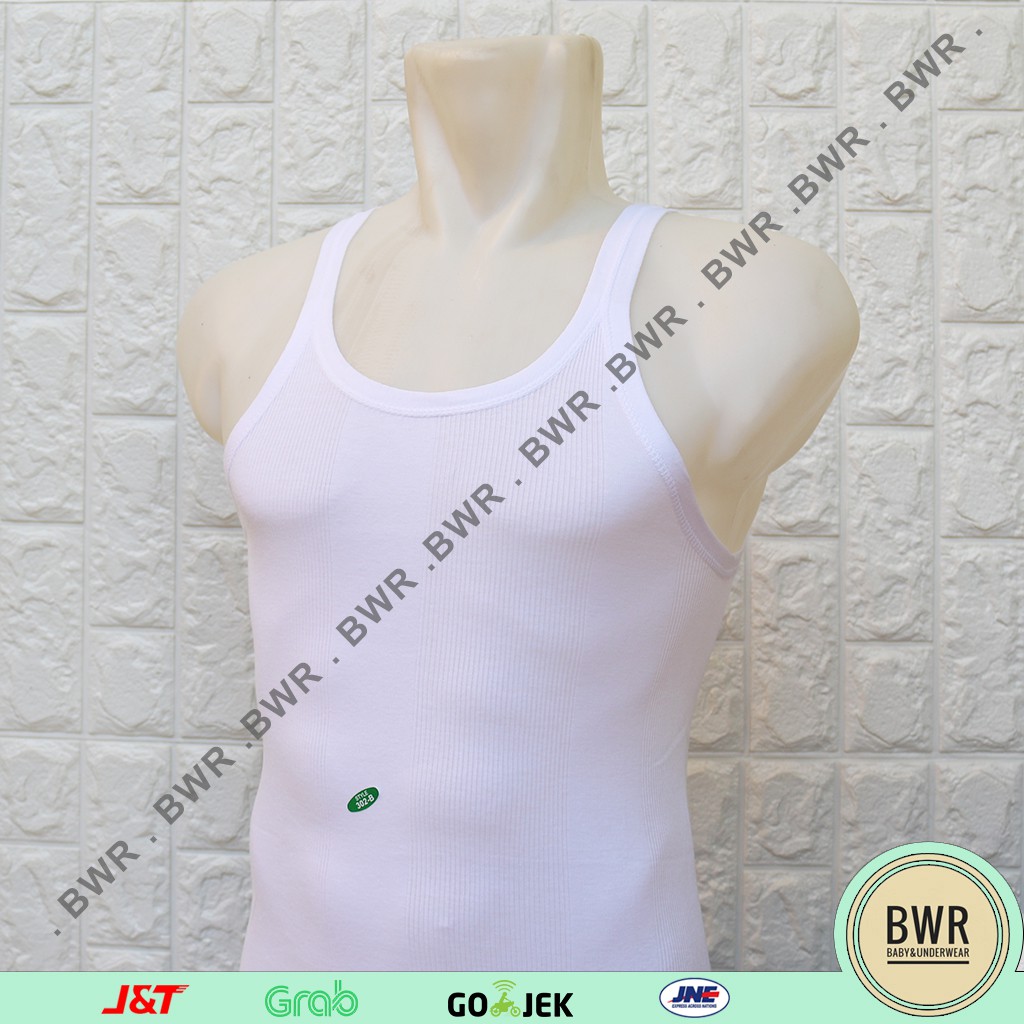 Singlet GT MAN | Kaos Pakaian Dalam Pria [III W6-X6] Putih Salur - Bwr