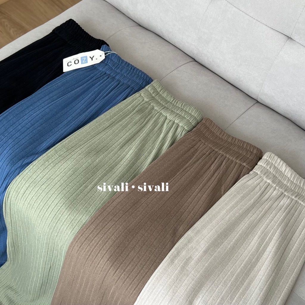 SIVALI Misoo Pants 785 | Celana Kulot Knit Wanita Tebal - Celana Kulot Highwaist - Cullote Knit Pants