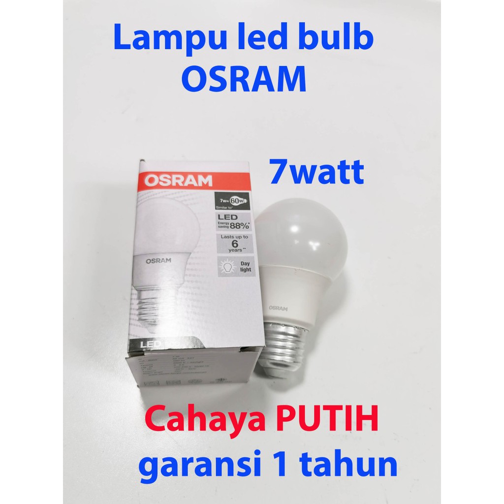 Cahaya PUTIH lampu led bulb 7watt OSRAM LECO CLA60 garansi 1 tahun