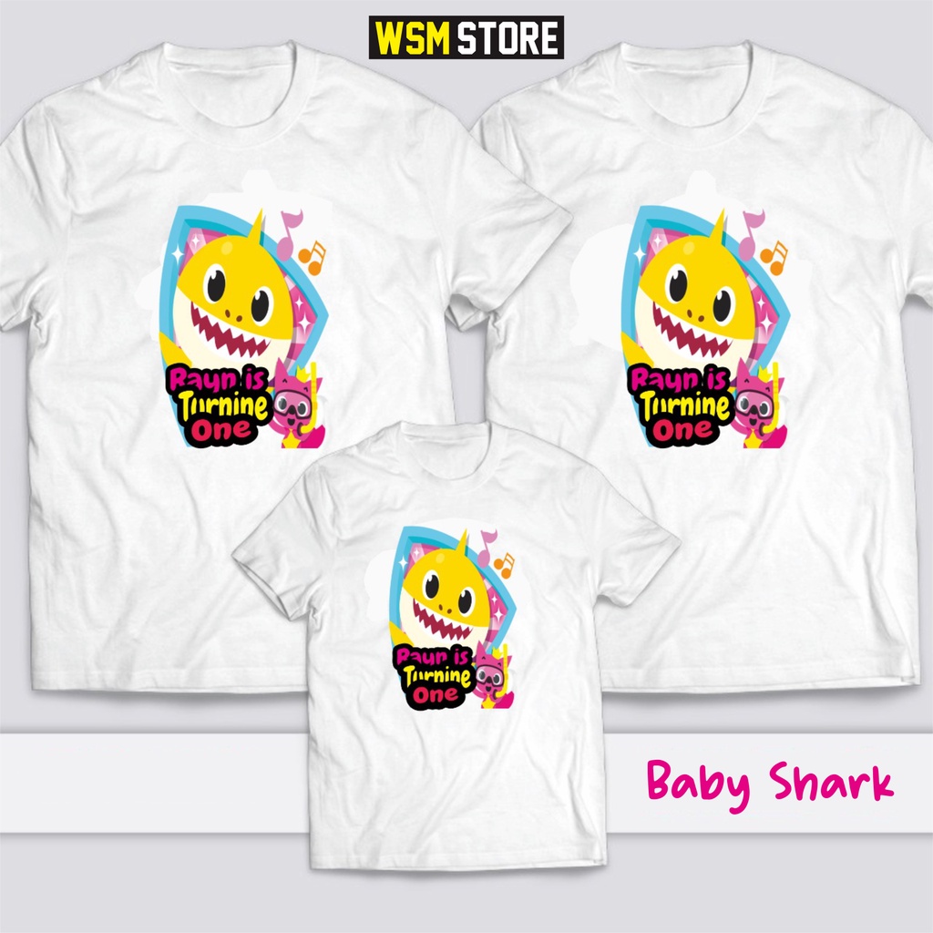 Kaos family CUSTOM ulang tahun edisi Baby shark