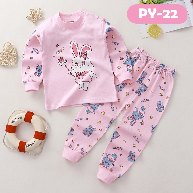 Setelan Piyama Baju Tidur Anak Perempuan Laki Laki Bahan Katun Import Pakaian Piama Lengan Panjang Cewek Cowok Fashion umur 1 2 3 4 5 tahun