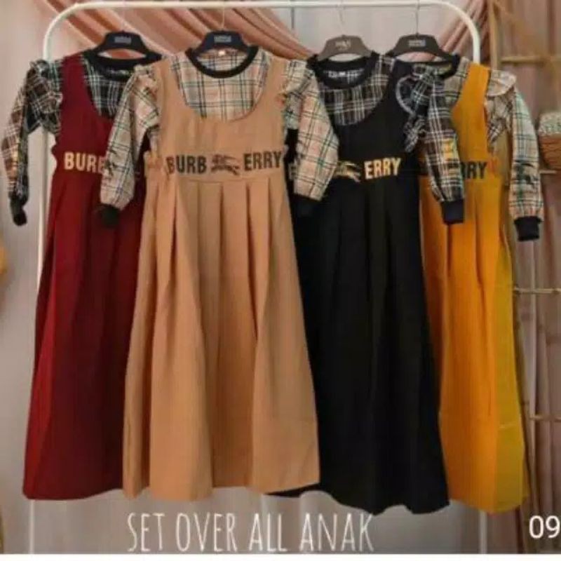 Set overall anak 3-15 tahun/Gamis burberry anak