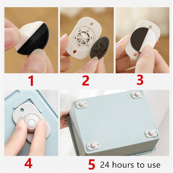 4pcs Universal  Punch-free Self Adhesive 360°rotating Pulleys for Cabinet ，Furniture，Storage Box， Trash